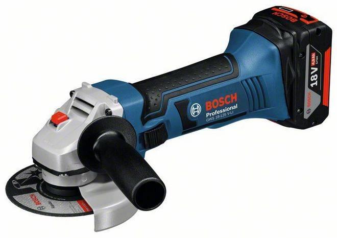 Аккумуляторная УШМ Bosch GWS 18-125 V-LI,1акк. 4.0А*ч, ЗУ (0615990L6G)