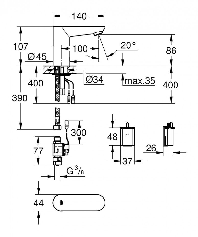 Смеситель для раковины GROHE EuroEco Cosmopolitan E 36271000 - фото 2 - id-p75034277