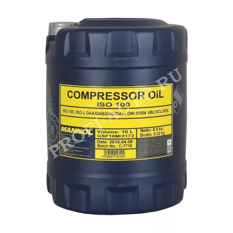Масло компрессорное Compressor Oil ISO 100, 10 л MANNOL 1495 (id 74996377)