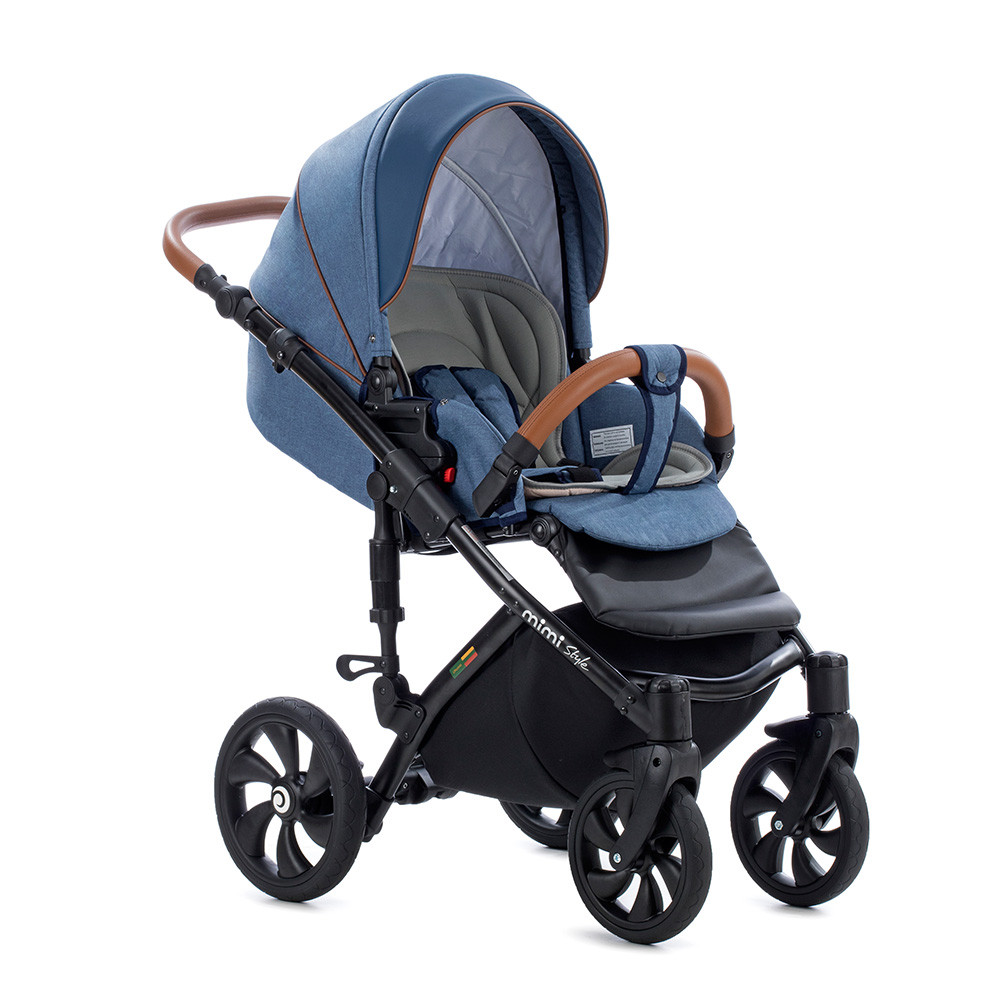 Коляска Tutis Mimi Style 2 в 1 Деним + Кожа синяя