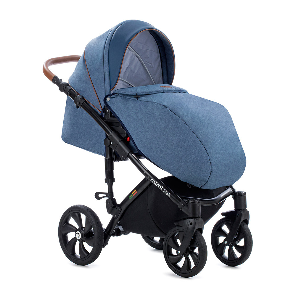 Коляска Tutis Mimi Style 2 в 1 Деним + Кожа синяя