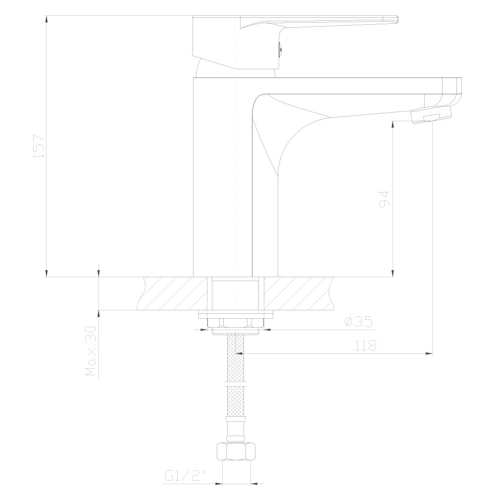 DR69011 Смеситель DecoRoom одноручный для умывальника монолитный, хром - фото 2 - id-p75094220