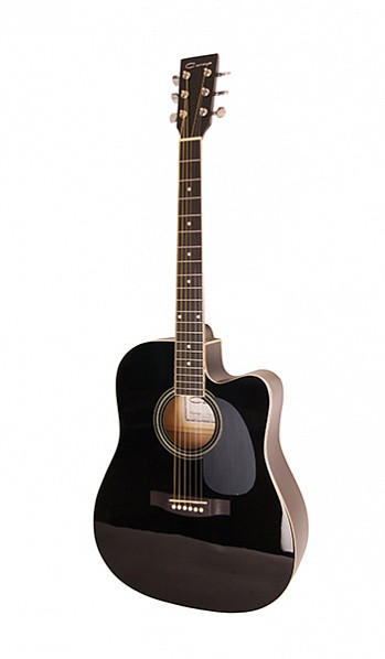 Акустическая гитара, , с вырезом, черная, Caraya F601-BK