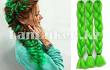 Канекалон накладные волосы одноцветные 60 см Ярко-зеленый A26