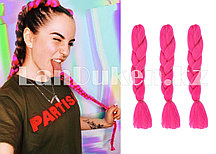 Канекалон накладные волосы одноцветные 60 см Ярко-розовый A18