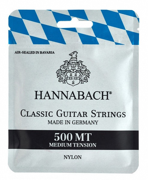 Комплект струн для классической гитары, посеребренная медь, среднее натяжение, Hannabach 500MT