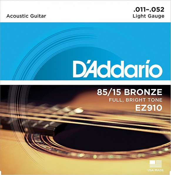 Струны для акустической гитары Light 11-52 D`Addario EZ910  AMERICAN BRONZE 85/15