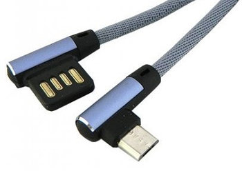 USB cabel  microUSB  0,25m ткань шнурок/трос угловой