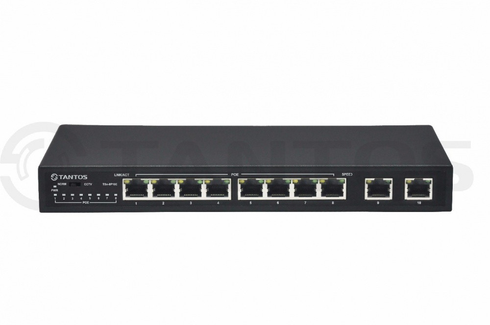 TSn-8P10C - 10-и портовый PoE-коммутатор с режимом CCTV