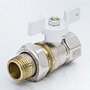 Кран шаровой никель прямой Aquasfera Standard 1/2" "П/М" с американкой ручка бабочка