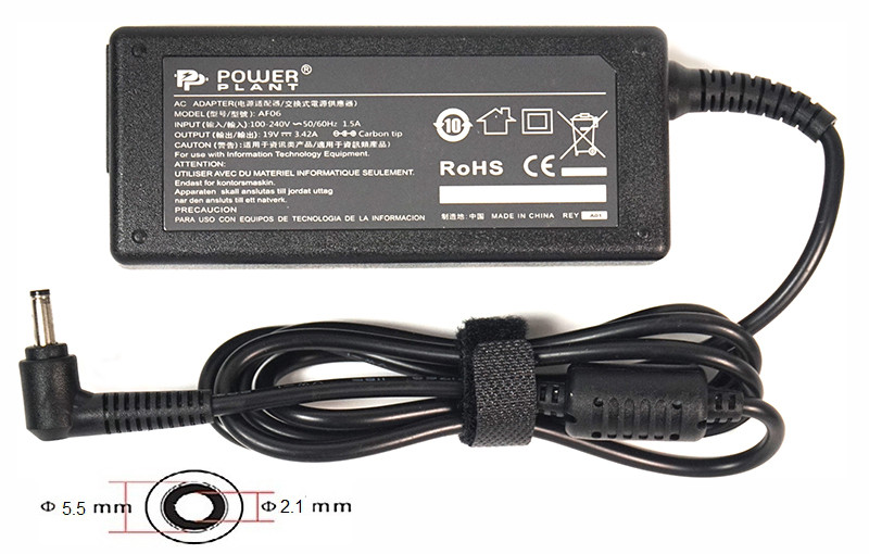 Зарядка (сетевой адаптер) PowerPlant для ноутбука ACER 220V, 19V 65W 3.42A (5.5*2.1)