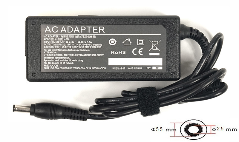 Зарядка (сетевой адаптер) PowerPlant для ноутбука ACER, ASUS 220V, 19V 65W 3.42A (5.5*2.5)