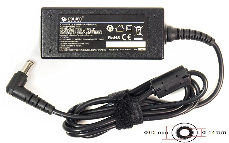 Зарядка (сетевой адаптер) PowerPlant для ноутбука SAMSUNG 220V, 14V 42W 3A (6.5*4.4)