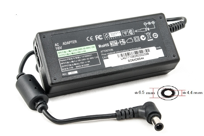 Зарядка (сетевой адаптер) PowerPlant для ноутбука SONY 220V, 16V 64W 4A (6.5*4.4)