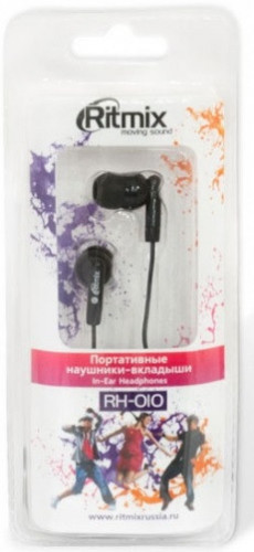 Наушники Ritmix RH-010, Черный ,Headphone 32 Ohm, 20-20000Hz, 80dB, 1.2m, black (без микрофона) - фото 1 - id-p73720240