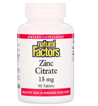 Natural Factors, Цитрат цинка, 15 мг, 90 таблеток
