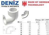 Отвод полипропиленовый 25*90 DENIZ