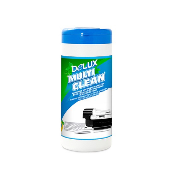 Delux Multi Clean 100 Чистящие салфетки Для ухода за пластиковыми поверхностями 100 шт, Большая туба - фото 1 - id-p75220657