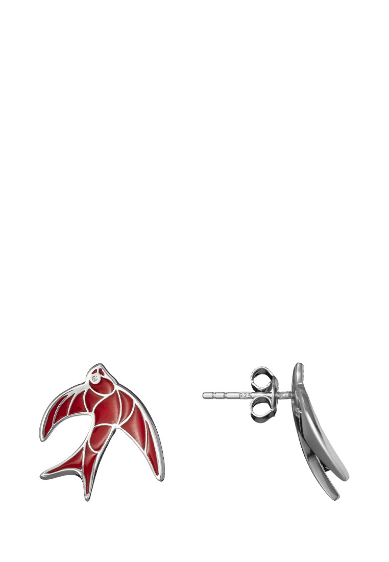 Серебряные Серьги Ласточка Brosh Jewellery (Серебро 925) (красный)
