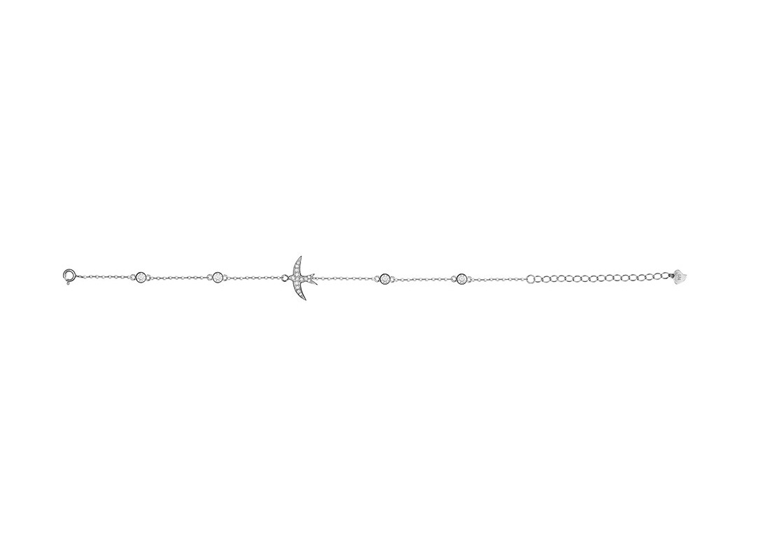 Серебряный браслет- Ласточка Brosh Jewellery (Серебро 925) покрытие родий, вставка Фианит.