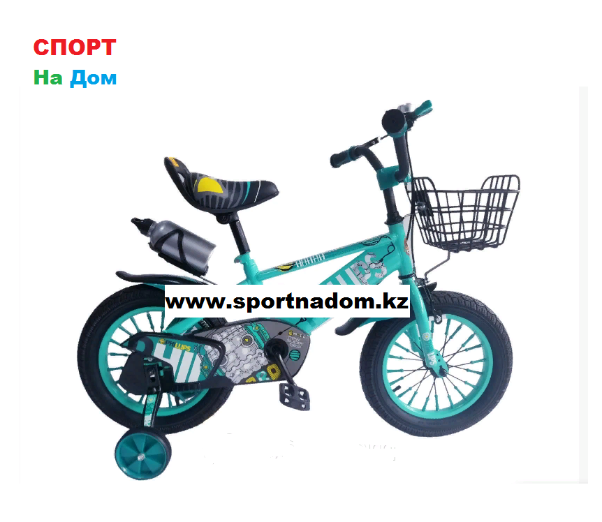 Велосипед Phillips от 3 до 4 лет с холостым ходом рама 14 (цвет-зеленый)