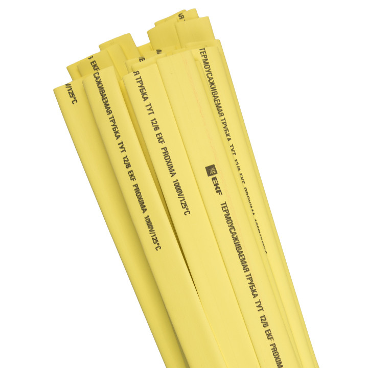Термоусаживаемая трубка ТУТ нг 14/7 желтая в отрезках по 1м EKF PROxima - фото 1 - id-p75260029