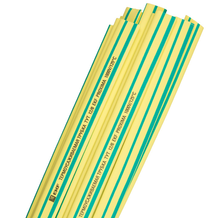 Термоусаживаемая трубка ТУТ нг 10/5 желто-зеленая в отрезках по 1м EKF PROxima - фото 2 - id-p75260034