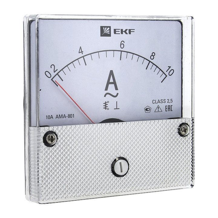 Амперметр AMA-801 аналоговый на панель (80х80) круглый вырез 10А прямое подключение EKF