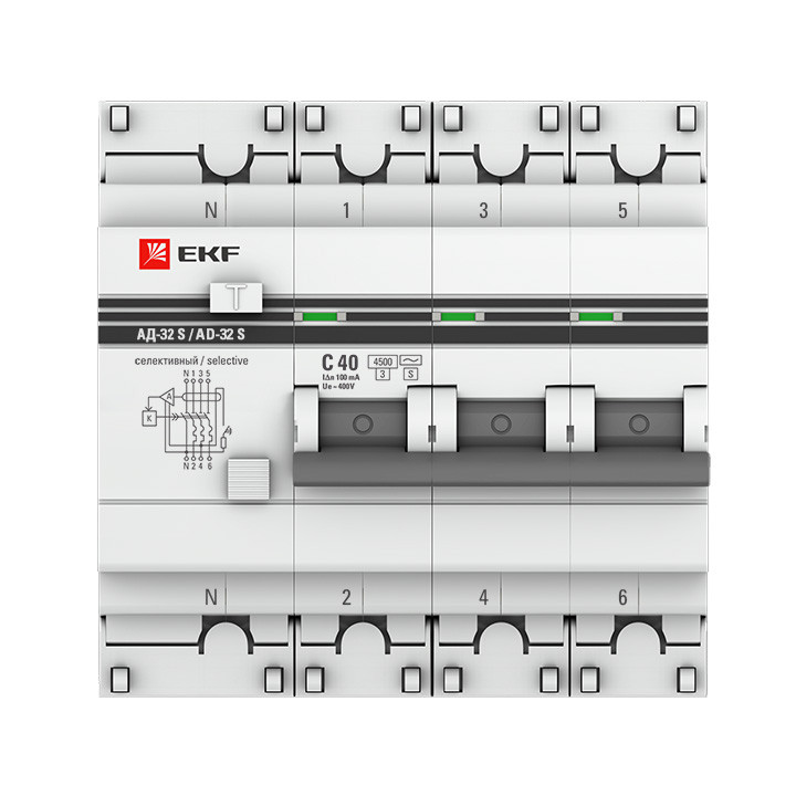 Дифференциальный автомат АД-32 (селективный) 3P+N 25А/100мА EKF PROxima - фото 2 - id-p75263814
