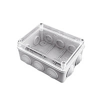 Коробка распаячная КМР-050-042пк пылевлагозащищенная, 10 мембранных вводов, уплотнительный шнур, прозрачная