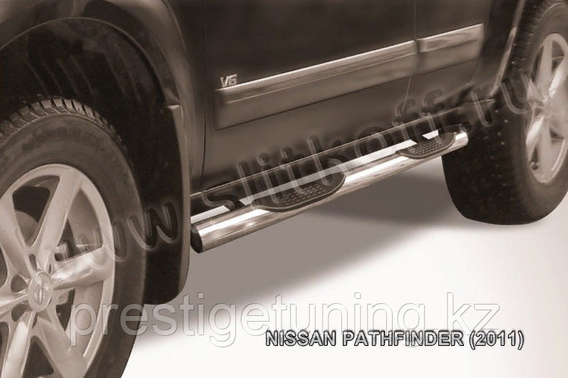 Защита порогов d76 с проступями Nissan Pathfinder 2010-13