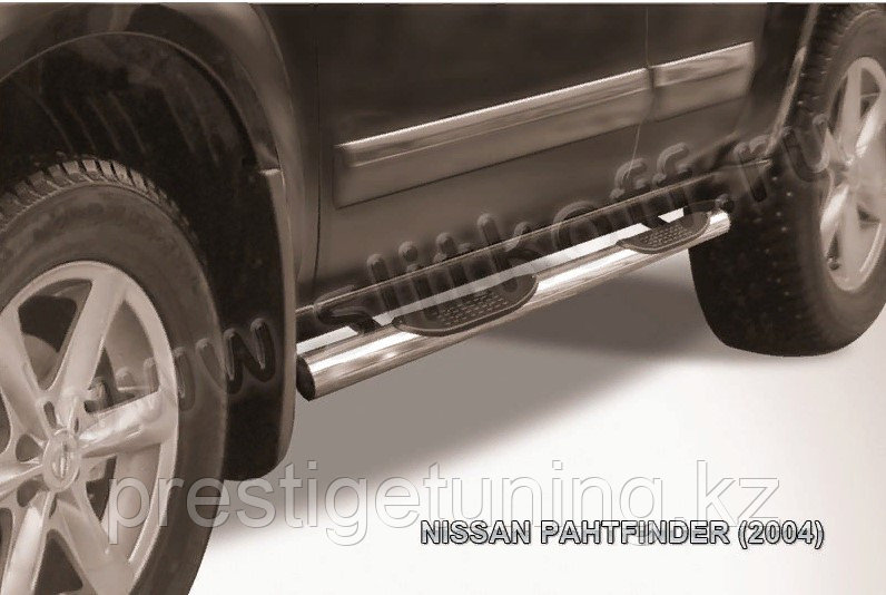 Защита порогов d76 с проступями Nissan Pathfinder R51 2005-10