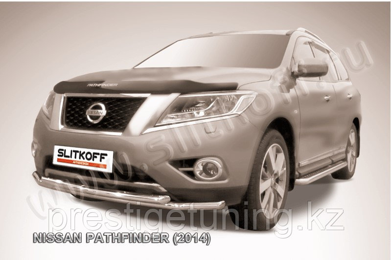 Защита переднего бампера d57+d57 двойная Nissan Pathfinder 2014-