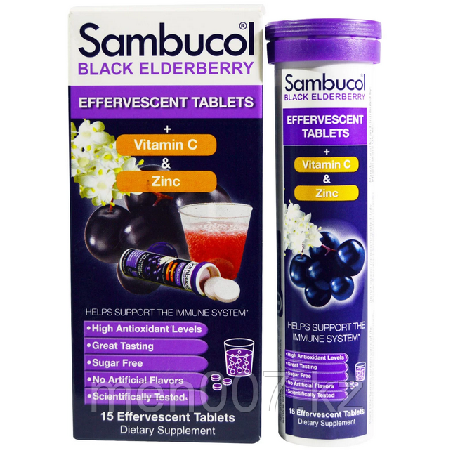 БАД Черная бузина, Витамин С, Цинк (15 шипучих таблеток) Sambucol