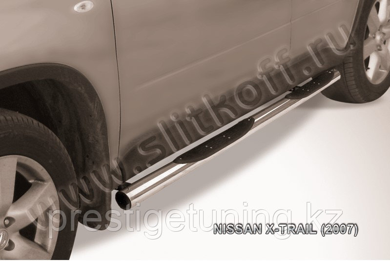 Защита порогов d76 с проступями Nissan X-TRAIL 2007-11
