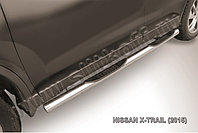 Защита порогов d76 с проступями Nissan X-TRAIL 2014-18