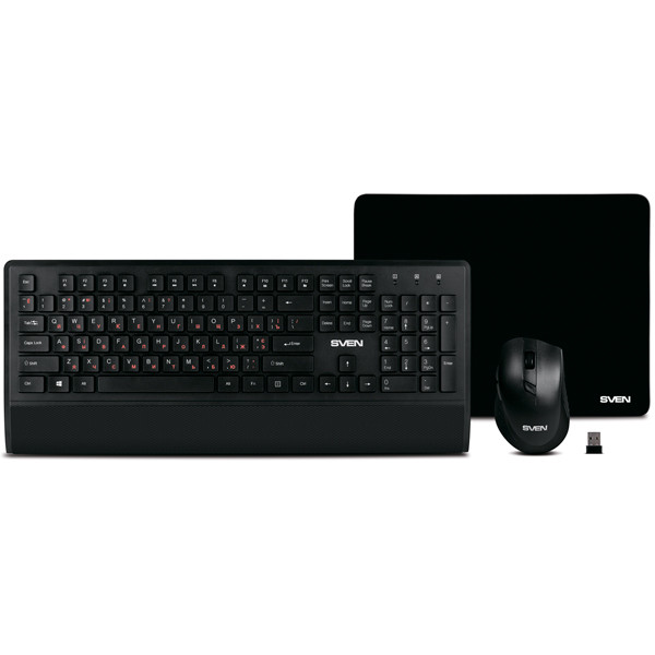 Беспроводной набор клавиатура+мышь+коврик SVEN KB-C3800W (Black) - фото 1 - id-p73817871