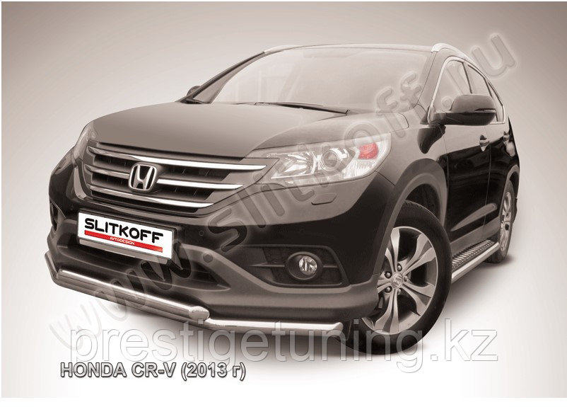 Защита переднего бампера d76+d57 двойная Honda CR-V 2012-