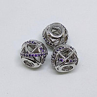 Бусина с фианитами, 10х10мм