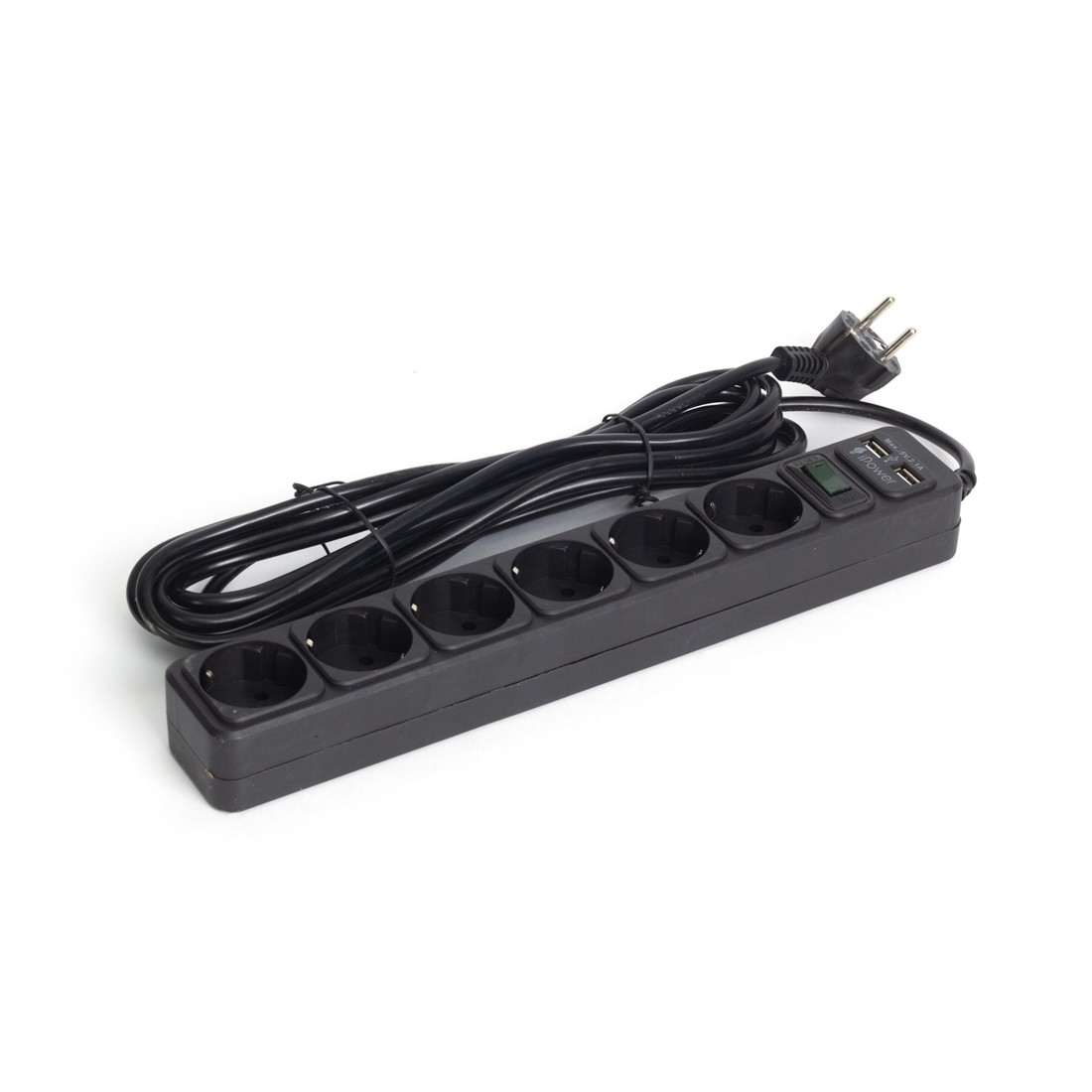 Сетевой фильтр iPower iPEO5m-USB (6 розеток, 5 метров, Два USB-порта, Black) - фото 2 - id-p75282841