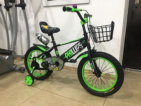 Велосипед Phillips от 3 до 4 лет с холостым ходом рама 14 (цвет-зеленый), фото 2
