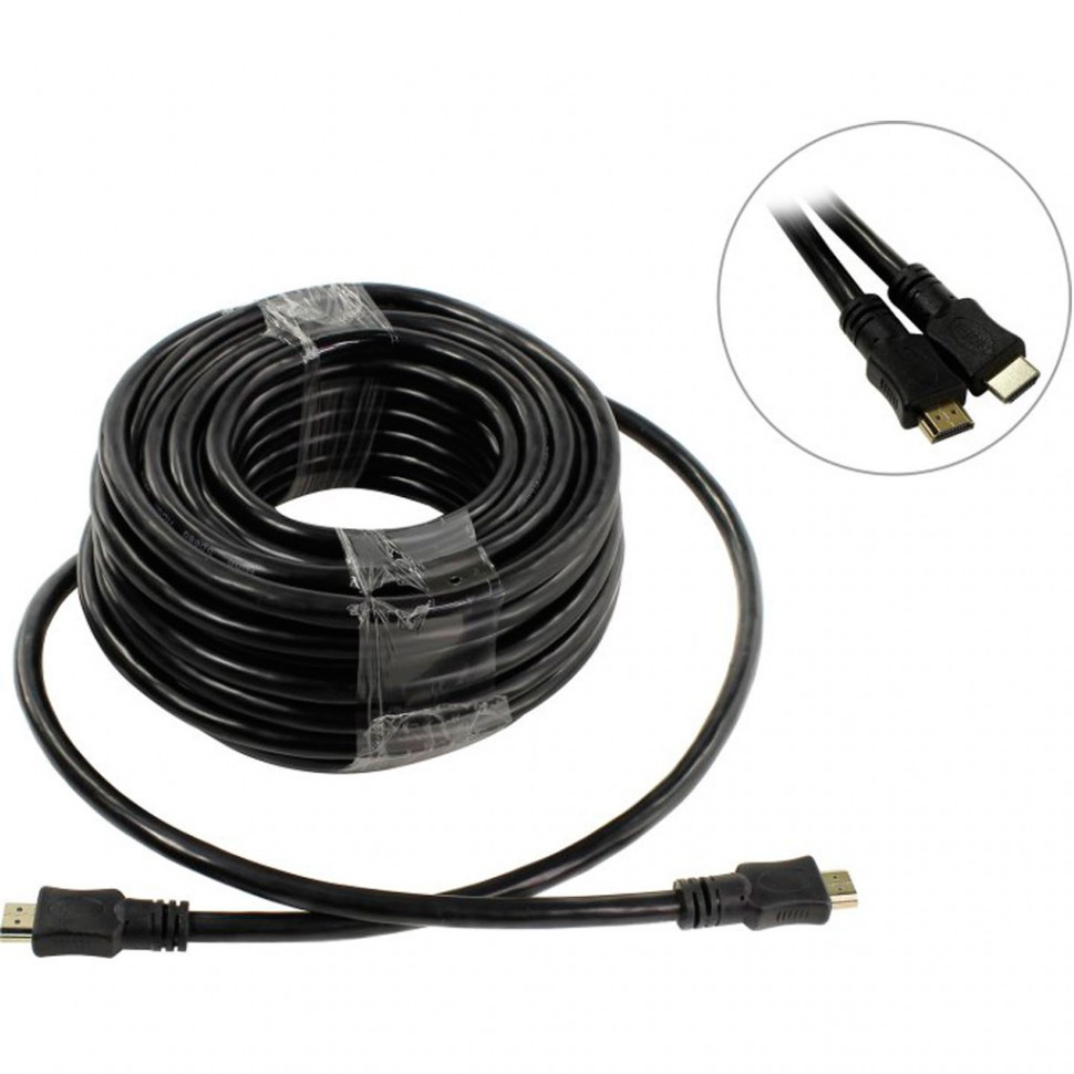 Кабель HDMI Cablexpert CC-HDMI4-15M, 15м, v1.4, 19M/19M, черный, позол.разъемы, экран, пакет