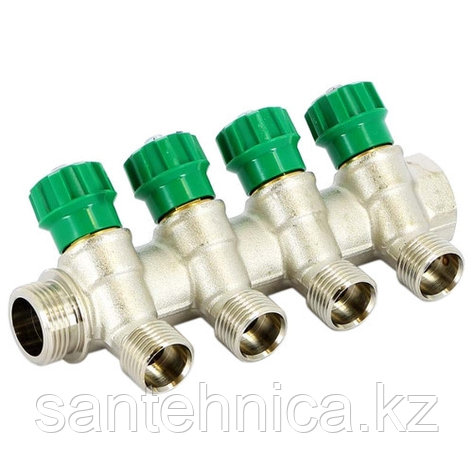 Коллектор TIM 3/4"*1/2"-4 выхода с вентилями, фото 2