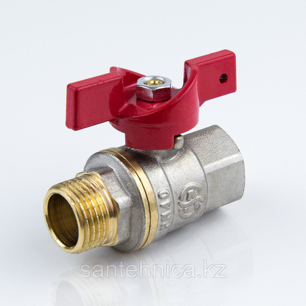 Кран шаровой латунь Ду 15 Ру40 внутренняя/наружная резьба бабочка ...