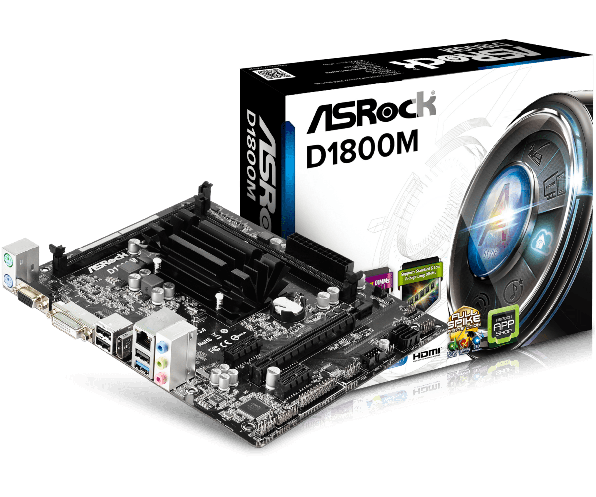 Материнская плата с процессором ASRock D1800M