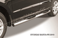 Защита порогов d76 с проступями Hyundai Santa Fe 2007-12