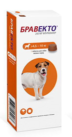 Bravecto, Бравекто жевательная таблетка для собак весом 4,5-10 кг, таб. 250 мг