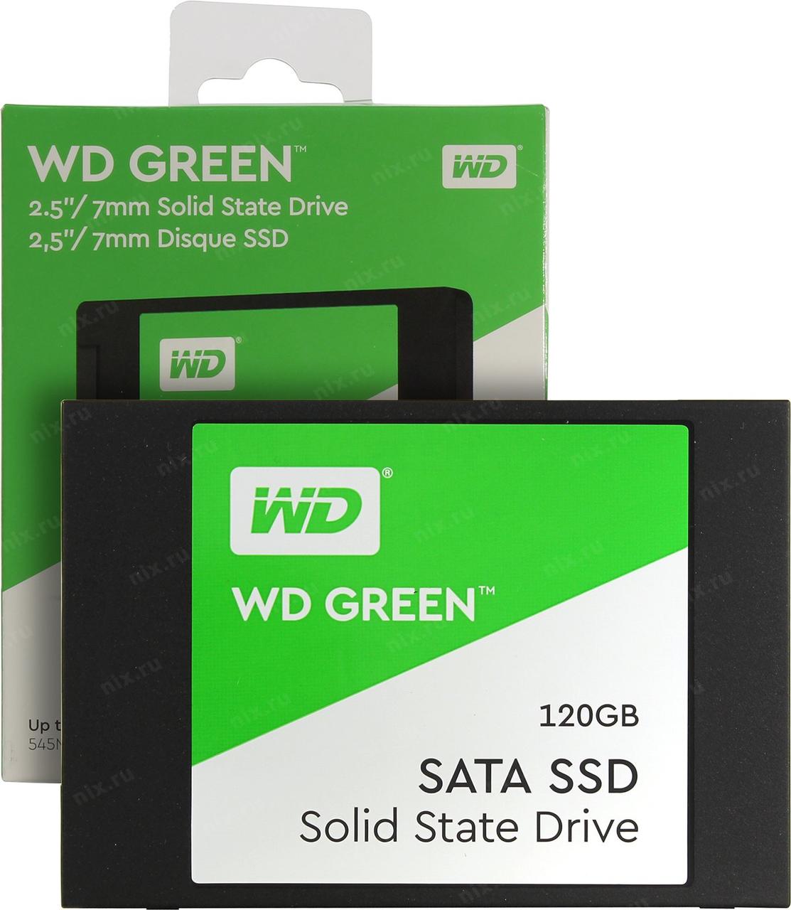 Твердотельный накопитель 120GB SSD WD WDS120G2G0A Серия GREEN 2.5” SATA3 R545Mb/s Толщина 7мм. Время