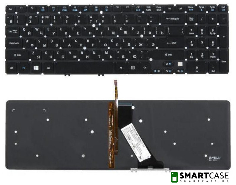 Клавиатура для ноутбука Acer Aspire V5-571 (черная с подсветкой, RU)