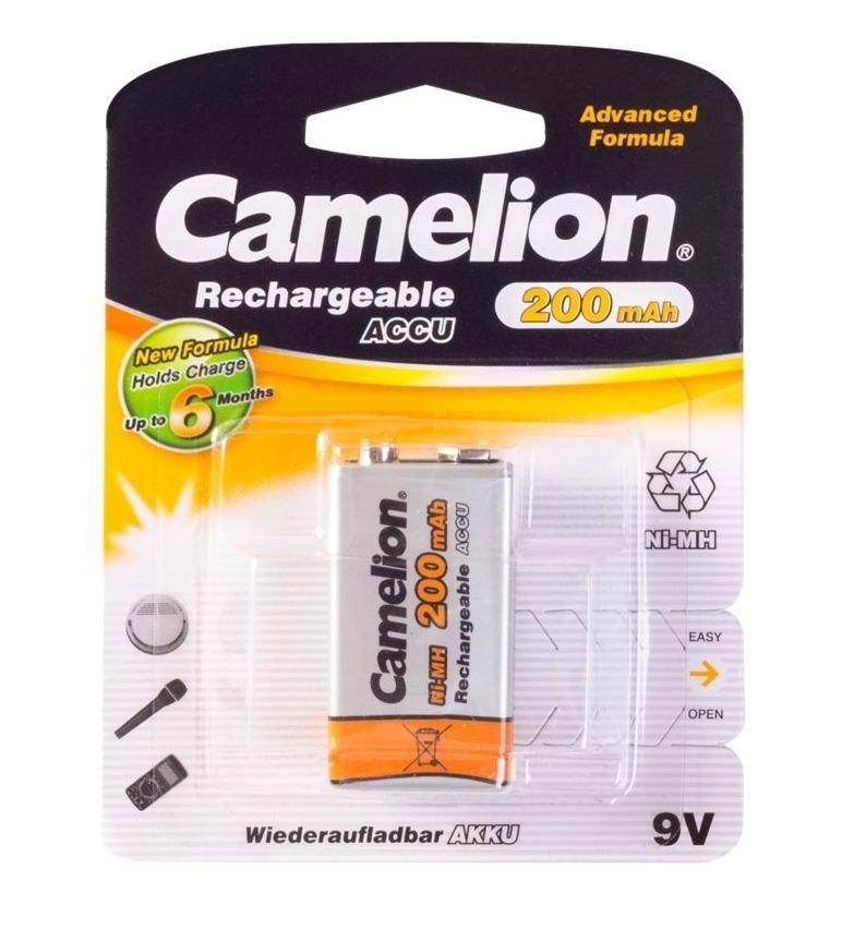 Аккумуляторная батарейка Camelion крона NH-9V200BP1, Rechargeable, Lockbox Rechargeable, 6F22, 9V, 200 mAh (1 шт.)